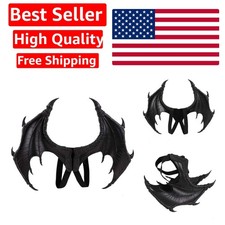 Lightweight PU Black Dragon Wings with Elastic Bands - Perfect for Halloween Fun