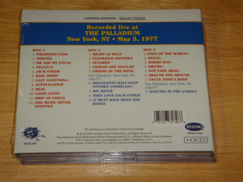 Grateful Dead DAVE'S PICKS 50 May 1977 Palladium NYC 5/3/77 3CD New #9444/25000 - Image 2 of 4