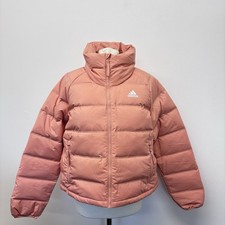 Adidas Helionic Down Short Puffer Jacket Size Small Peach Pink Down Filled New