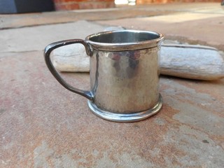 RARE ANTIQUE LIBERTY & CO ARCHIBALD KNOX PEWTER CHRISTENING / BAPTISM CUP 56g