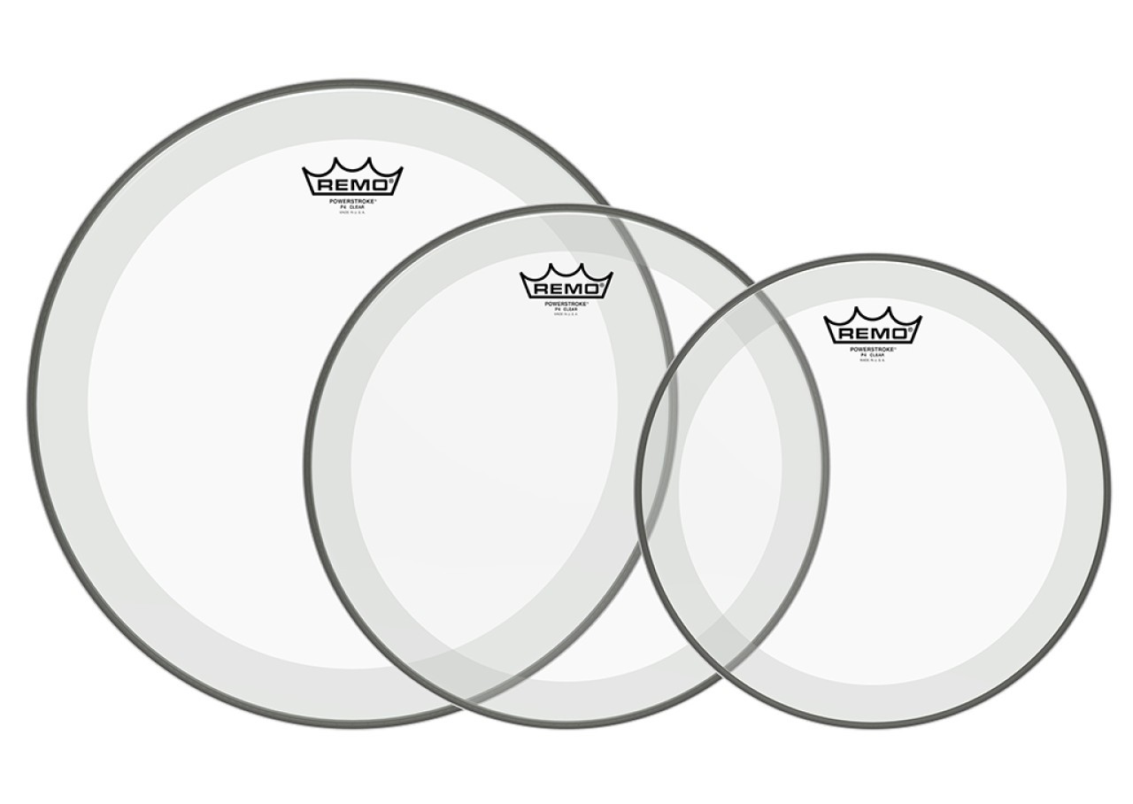 Remo Powerstroke 4 Clear Tom Rock Drum Head Set PP-0992-P4