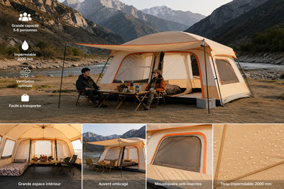 Familiencampingzelt 4-6 Personen Moskitonetz Vordach