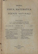 Rivista di fisica, matematica e scienze naturali n. 1 Anno 1930. . AA.VV.. 1930.