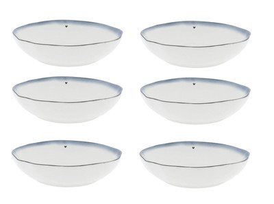 6er Set Suppenteller IRIS BLUE EDGE mit Farbverlauf D. 21cm Bastion Collections