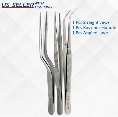 15cm Chef Plating TWEEZERS Tongs Serving Presentation Stainless Steel Offset ANG