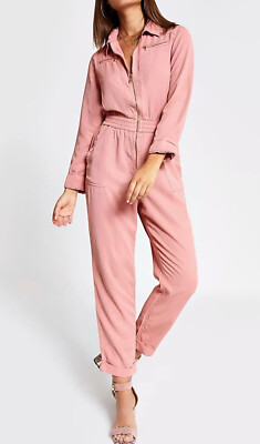 RIVER ISLAND BOILER SUIT JUMPSUIT size 6 Pink Rrp £65 Zip Utility | eBay