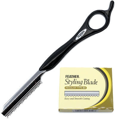 Feather Haarmesser | Haarschneider Styling Razor + 10 Klingen | Type EX | black