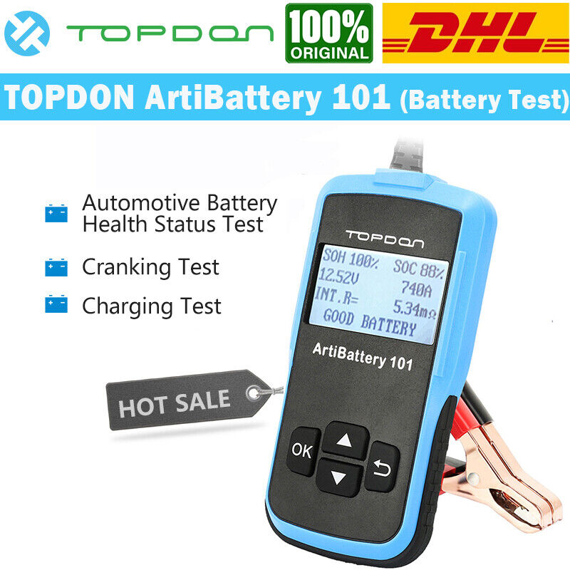 TOPDON AB101 Comprobador de batería de coche Analizador de carga de arranque...