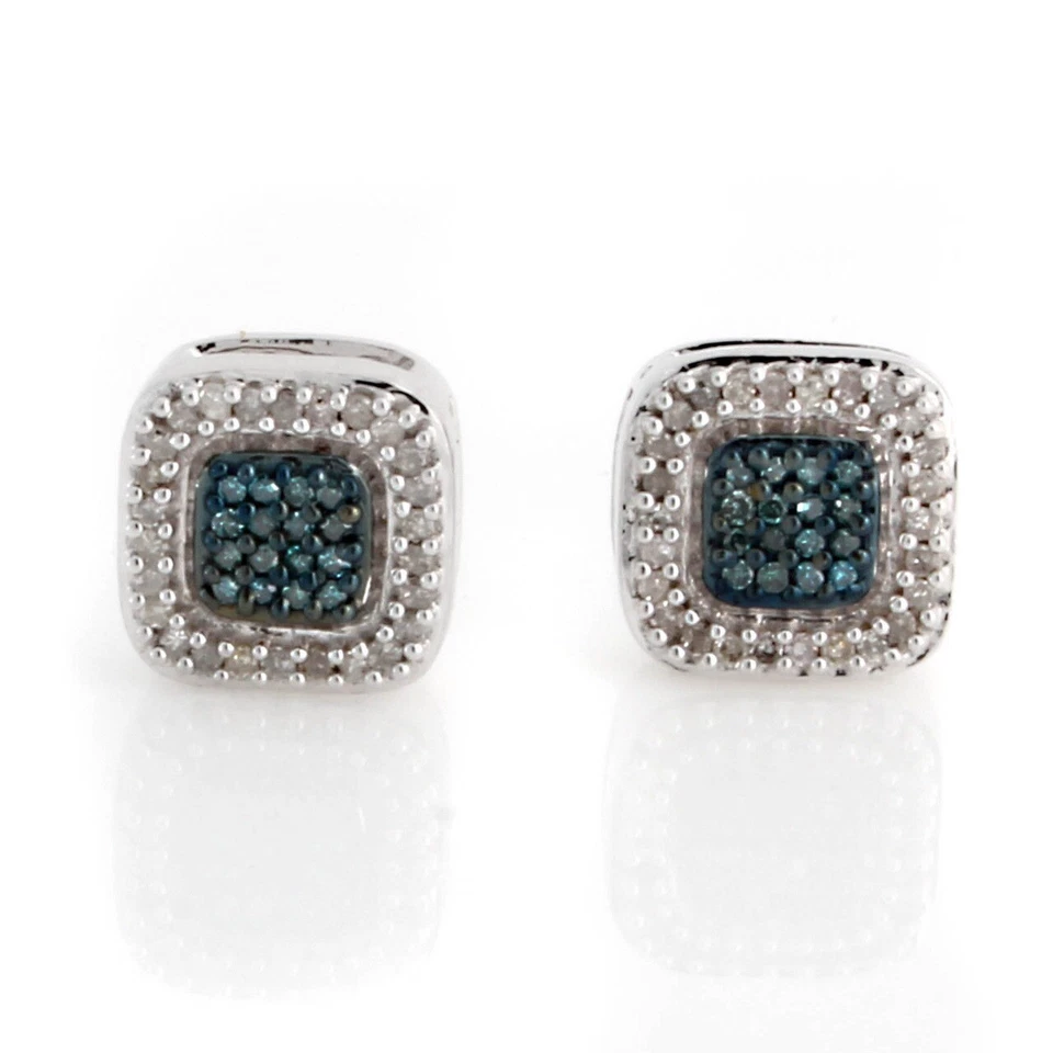 Aretes de diamantes reales de 0,25 quilates enchapados en oro blanco de 14 K envío rápido y gratuito Foto 4 de 4