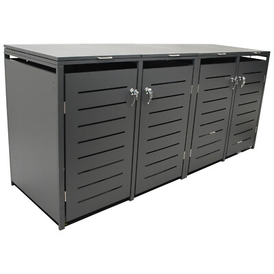 Mülltonnenbox 4-er Mülltonnenhaus 4x kleine Tonne 120l, 230x62x102cm Stahl grau
