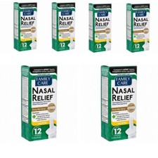 6 Pack Family Care Nasal Relief Spray - Severe Congestion Relief 0.5oz Each