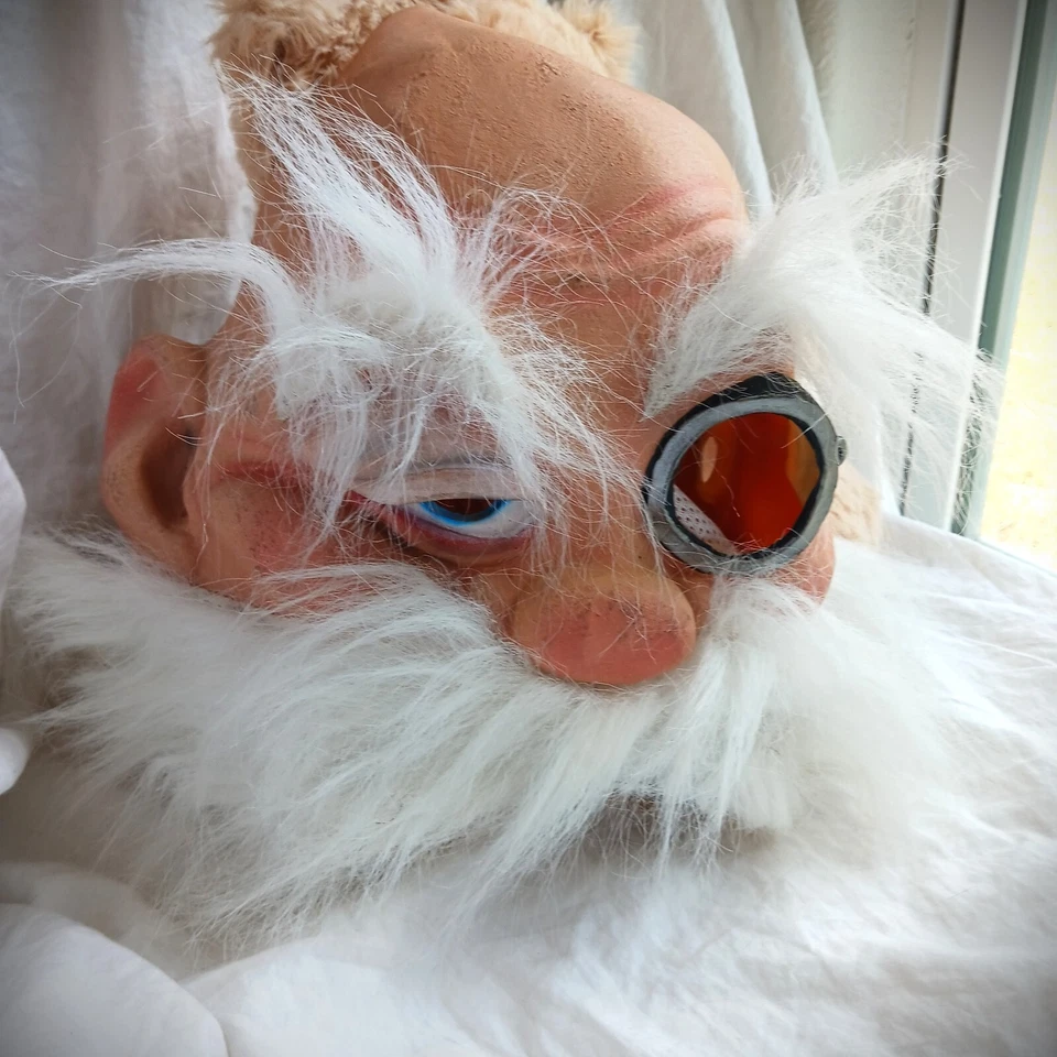 Paper Magic Group Bald Old Man White Mustache Monocle Latex Halloween Mask HTF - Image 2 of 4