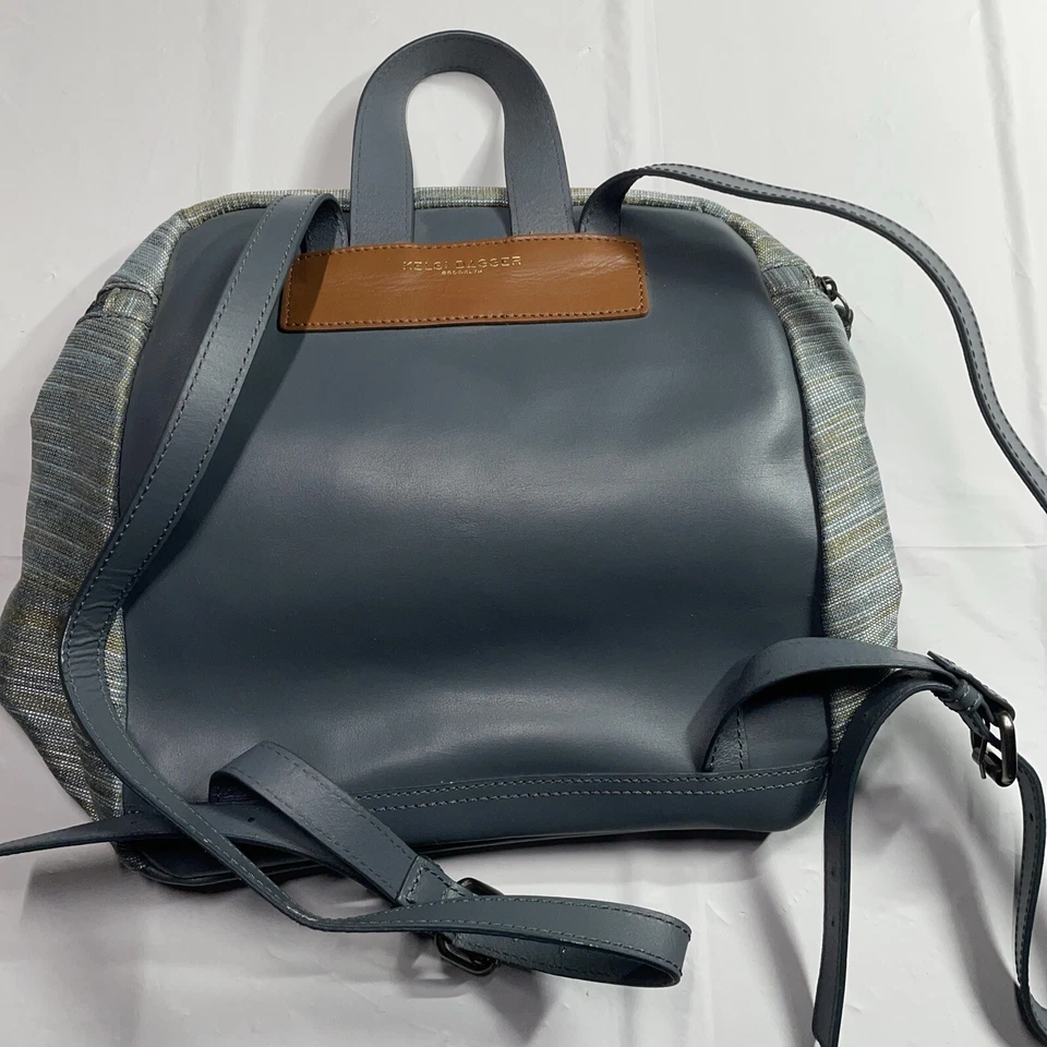 Mochila KELSI DAGGER Brooklyn Azul Marrón Cuero Y Lona Foto 2 de 4