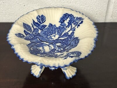 Vintage blau & weiß Keramik Eisenstein Staffordshire Servierplatte mit Fuß