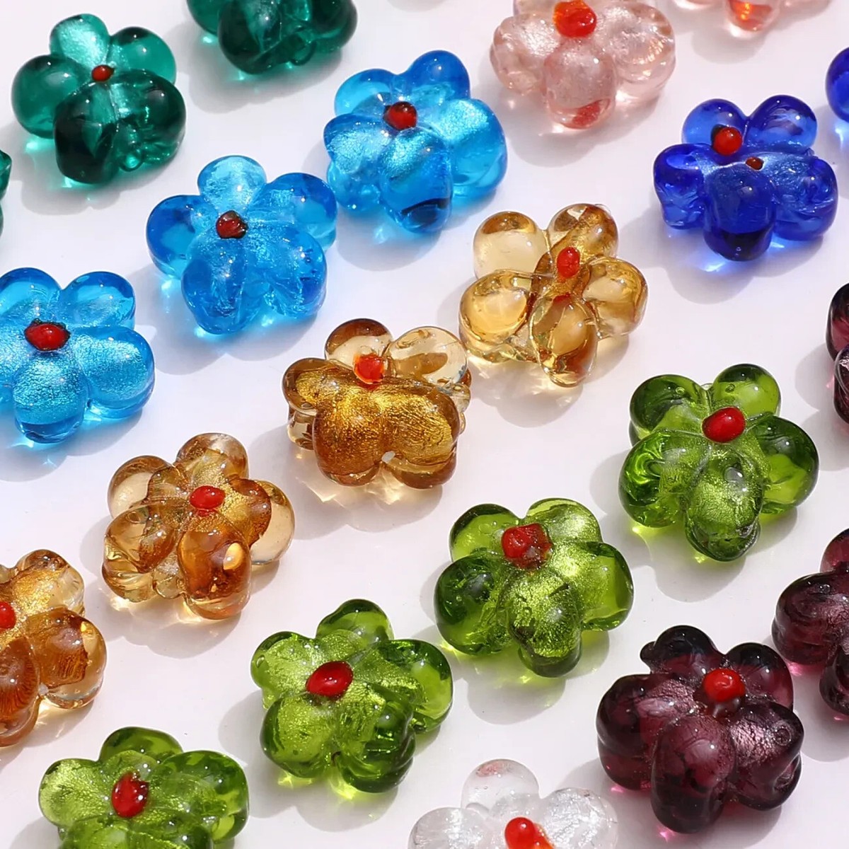 Indiamart Large Hole Lampwork Beads 10 Beads Vintage Multicolor