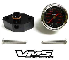 VMS 05-10 MUSTANG 1 1/2 100PSI BLACK R FUEL PRESSURE GAUGE LIQUID FILLED ADAPTER