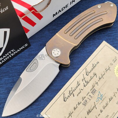 Medford Theseus Flipper S35VN Tumbled Drop Point Blade Bronze Titanium - Dealer