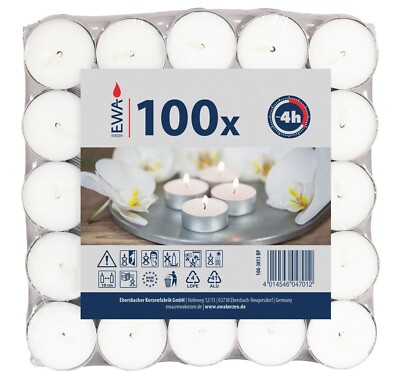 Teelichter Weiß Ewa 400 Stück (4 x 100 st.)