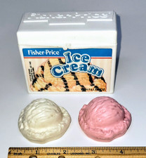 VTG Fisher Price Fun With Food 1988 Ice Cream Container With 2 Realistic Scoops