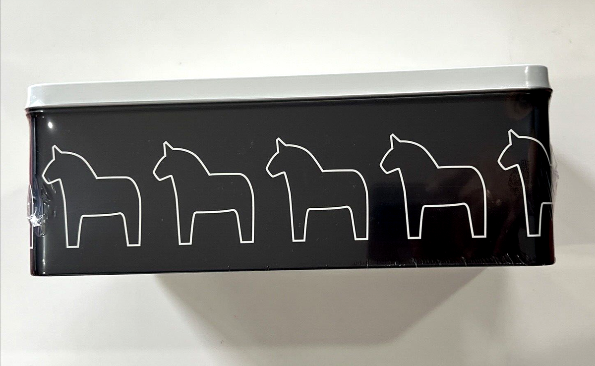 SET of 3 Ikea HASTHAGE Metal Box Tin with Lid, Dala Horse