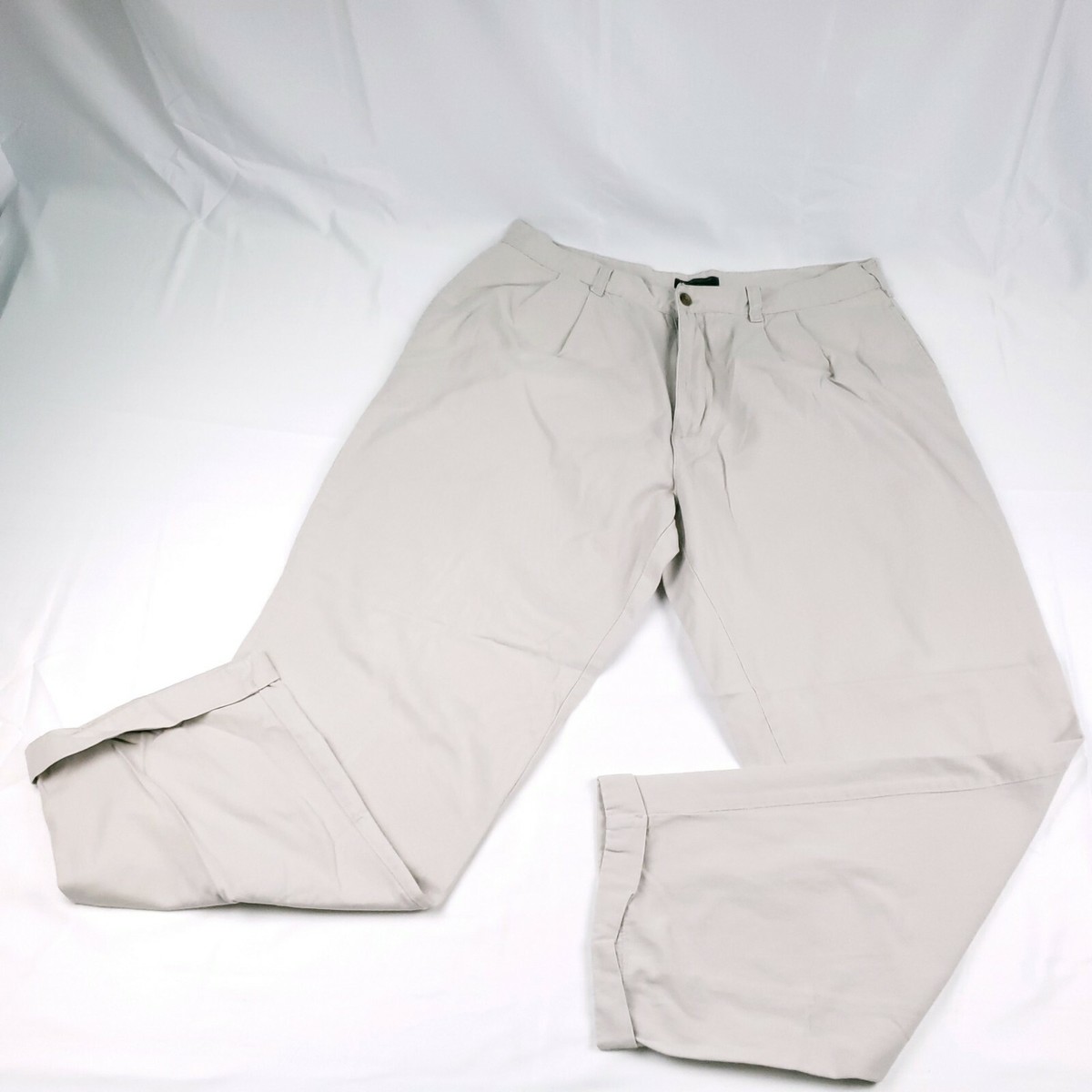 Vintage Ralph Lauren Chaps Pleated Cuffed Tan Beige Chino