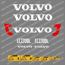 VOLVO EC220DL DIGGER DECAL STICKER SET WITH SAFETY WARNING DECALS