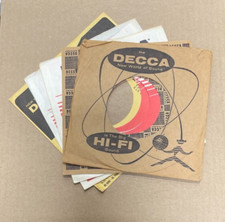 VINTAGE ORIGINAL DECCA RECORDS THROUGH THE YEARS 45 SLEEVES LOT OF 5