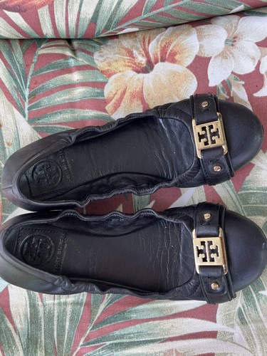 Tory burch Size 6.5M Ballet Flats Ambrose Black Logo Womens | eBay
