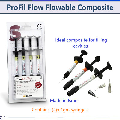 Dental Micro Hybrid Flowable VLC Light Cure Radiopaque Composite 4 Syringe Kit