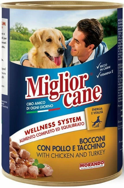 MIGLIOR CANE BOCCONCINI CANE SCATOLETTE PER CANI CON POLLO TACCHINO MORANDO 405g