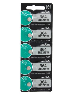 Fifty (50) Murata 364 Formerly Sony(SR621SW) Silver Oxide Watch Battery