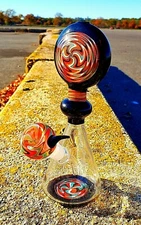8" Inch Wig Wag Water Pipe Glass BONG Smoking Hookah Bubbler Exotic ARTWORK 