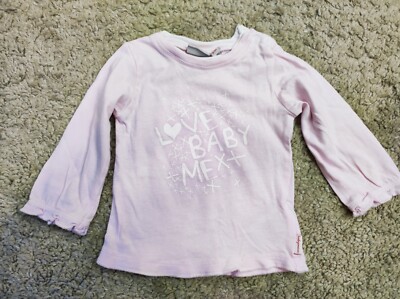 Mexx Mini Langarmshirt Kinder Mädchen Shirt Rosa 66cm Basic Rüschen 