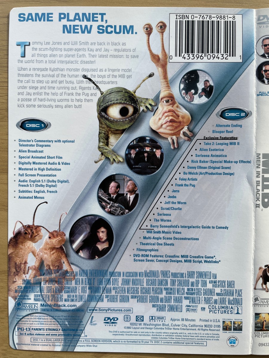 Men in Black II : MIIB (DVD 2002 Sony Pictures) Tommy Lee Jones