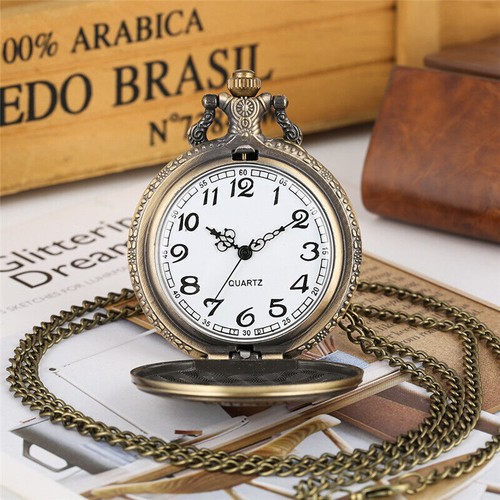 Watch Bronze Movement Van Car Pocket Steampunk Necklace Chain Watches Quartz - Picture 5 of 34