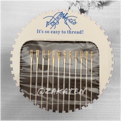 12PCs Assorted Self-Threading/Easy to Thread Sewing Needles US Seller 