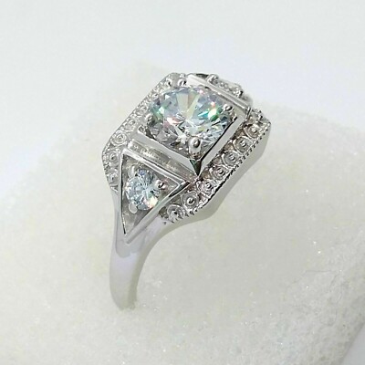 Art Deco 2Ct Round Cut Lab Created Diamond Party Wear 14K White Gold Finish Ring