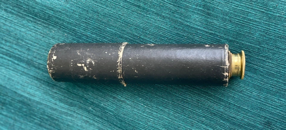 Старинные морские кожаные позолоченные монокуляры из подзорной трубы австрийские немецкие большие - Изображение 2 из 4