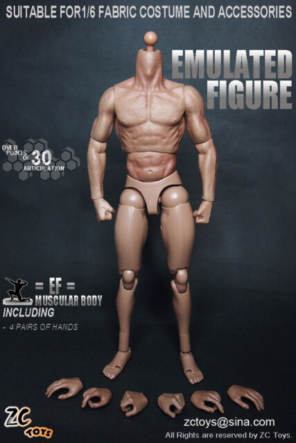 ZC Toys 1/6 Scale black Muscular Nude Action Figure Body 
