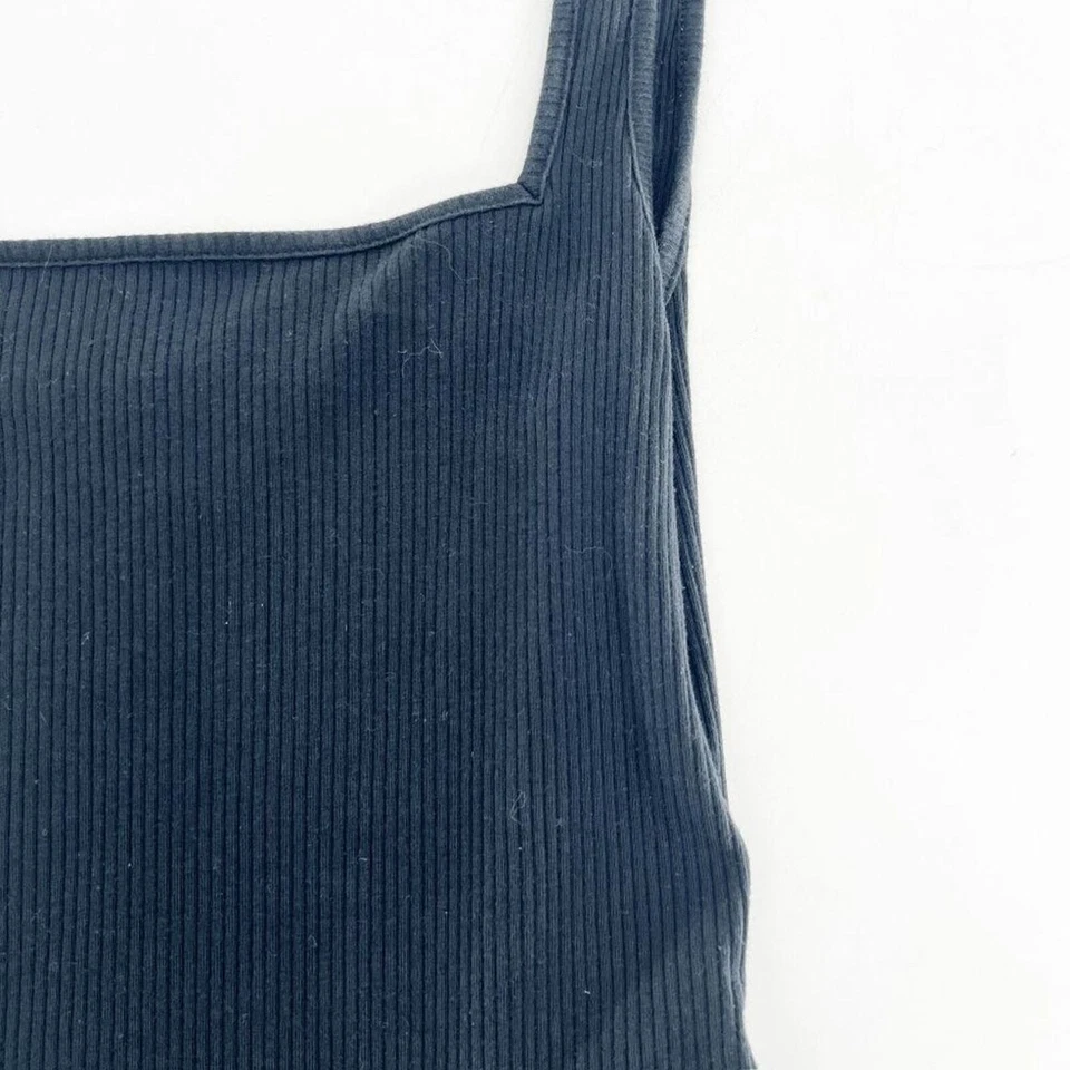 Top de body tejido acanalado Topshop para mujer talla 6 negro cuello cuadrado sin mangas Foto 3 de 4