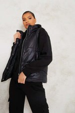 I Saw It First Black Quilted Funnel Neck Gilet With Front Pockets Uk 10 Rrp£55
