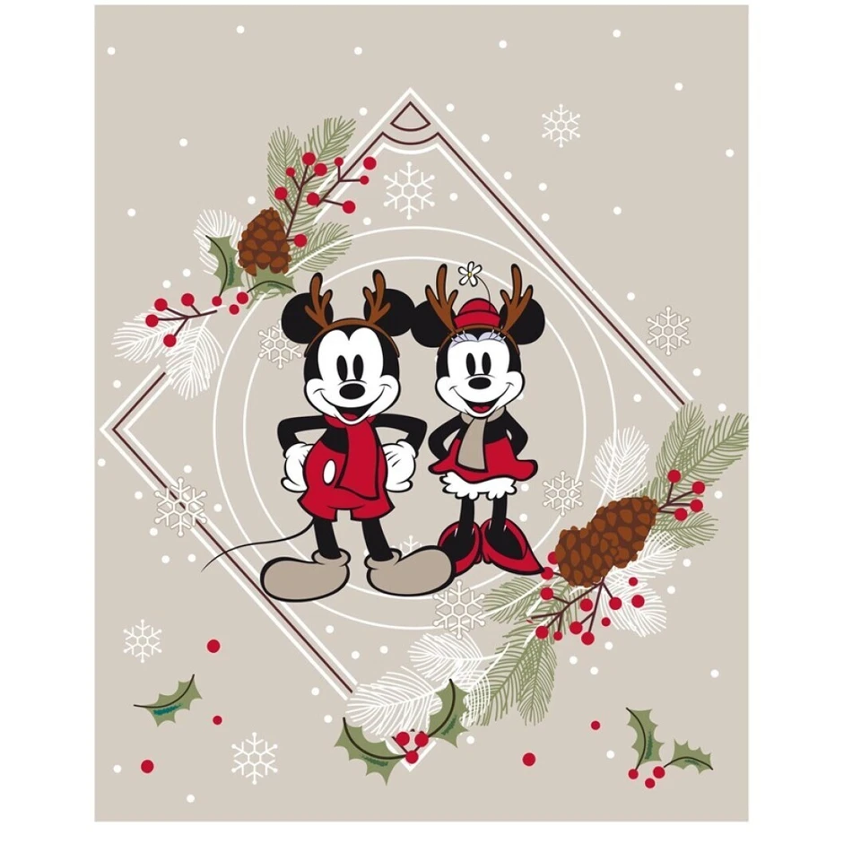 Disney Minnie Mickey Coperta Plaid Pile Corallo 120x150cm Lettino Culla Bambini - Immagine 2 di 2