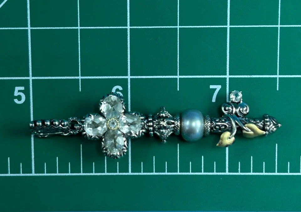 Barbara Bixby Plata de Ley 925 18k Topacio Blanco Gris Perla Potenciador Llave Foto 3 de 4