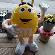Vtg M&Ms Candy Inflatable Yellow Figure 3 Ft Tall - READ - SLOW LEAK 