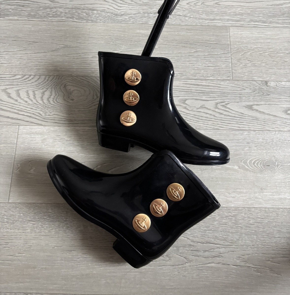 Vivienne Westwood Melissa Rain Boots Black Size USA 6 | eBay