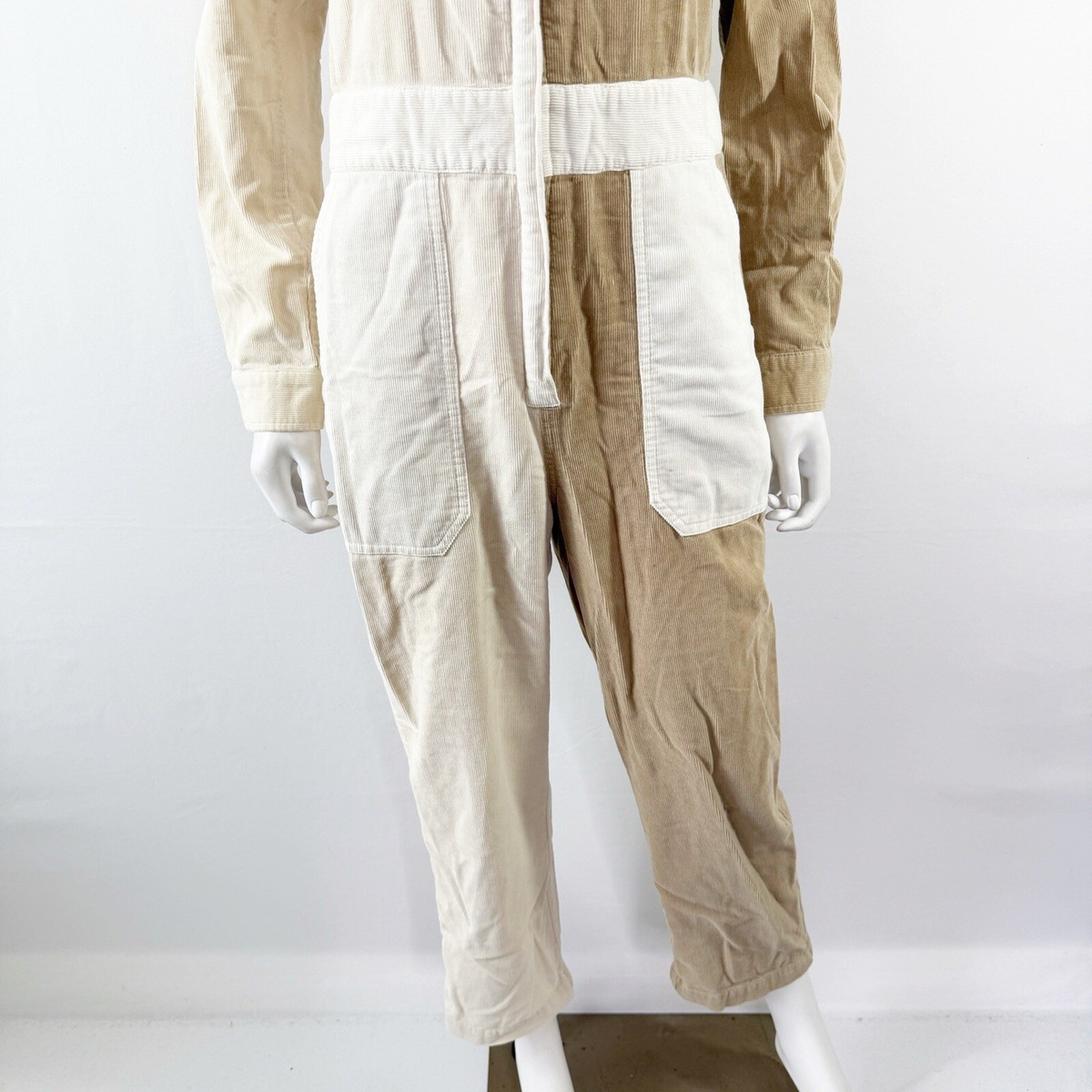 Brixton Mersey Tan Corduroy Colorblock Zip Coverall Worker Jumpsuit Womens S View 5