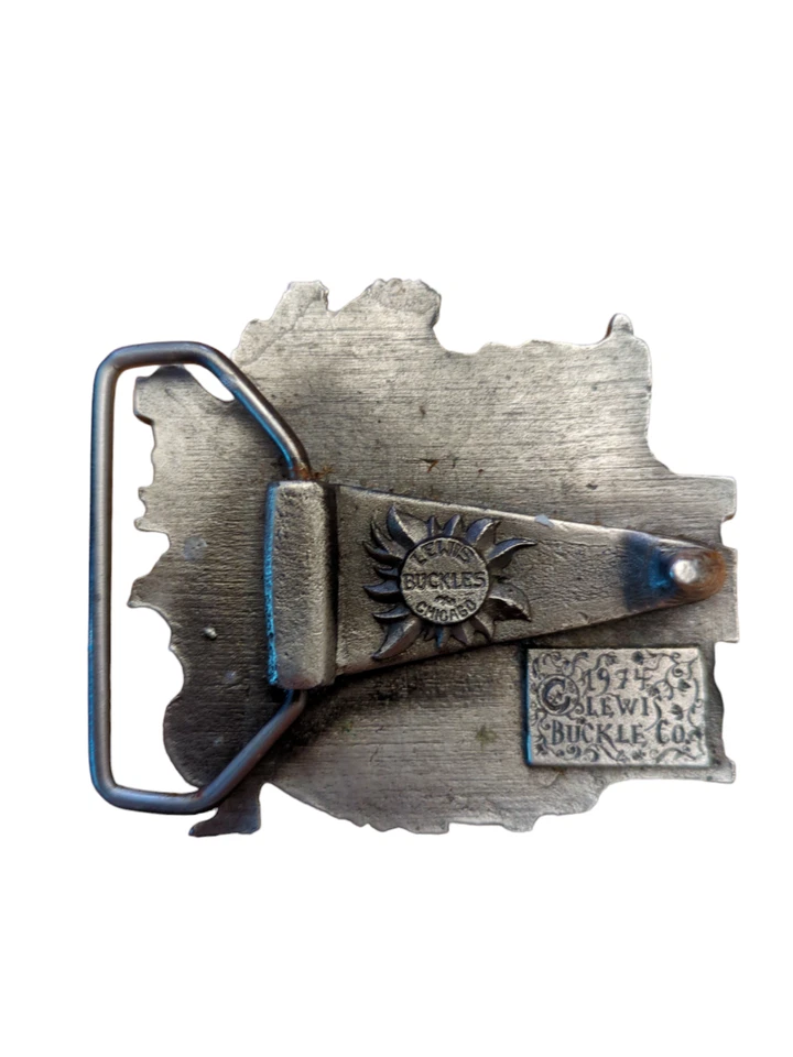 Hebilla de cinturón de paisaje chino japonés Lewis Buckle Co 1974 Foto 3 de 3