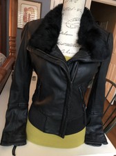 Designer High End Lambskin Leather Fur Small Coat Jacket Rabbit Lapel Nordstrom