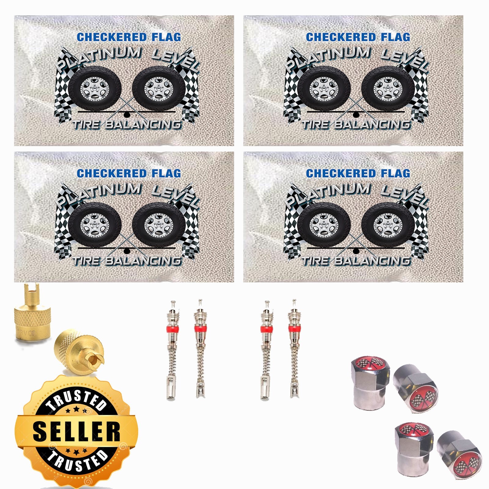 44oz Tire Balancing Beads Checkered Flag 4 Bag Kit Include 4 Ounce