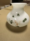 Vintage Milk Glass Lamp Shade Had A Hand Painted Flower 3.25 Inch Openings